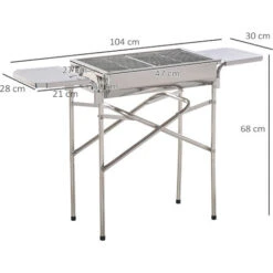 Outsunny Barbecue A Carbonella Grill BBQ Da Giardino Balcone Con Piano D’Appoggio Esterno Acciaio Inox 104 × 30 × 68cm -Sconto Weber || Campingaz || OUTSUNNY in Italia 11608302 3