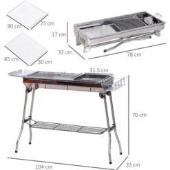 Outsunny Barbecue A Carbonella Pieghevole Portatile In Acciaio 104x33x70cm -Sconto Weber || Campingaz || OUTSUNNY in Italia 12004170 3