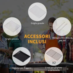 Outsunny Barbecue A Carbonella Pieghevole Portatile In Acciaio 104x33x70cm -Sconto Weber || Campingaz || OUTSUNNY in Italia 12004170 5