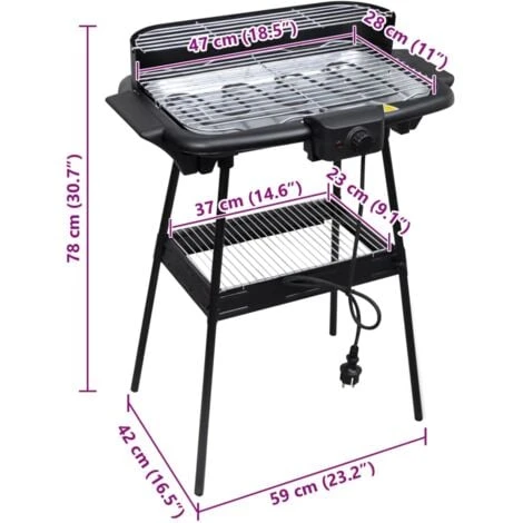 Barbecue Elettrico Rettangolare Da Giardino Con Grill E Supporto VidaXL 5 Barbecue Elettrico Rettangolare Da Giardino Con Grill E Supporto VidaXL - immagine 3