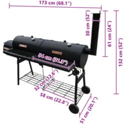 Barbecue Con Affumicatore Nevada XL Nero VidaXL -Sconto Weber || Campingaz || OUTSUNNY in Italia 1462168 3