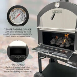 KuKoo - Forno Multifunzione A Carbonella Per Pizza Da Esterni Giardino Vialetto E Balcone Carne E Pesce In Acciaio Con Pala Per Pizza E Cutter -Sconto Weber || Campingaz || OUTSUNNY in Italia 15074949 5