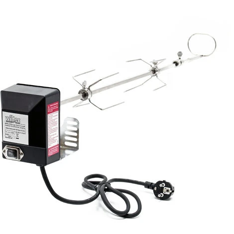 Spiedo Girarrosto Da Barbecue 82 Cm 230 V In Acciaio Inox Con 2 Forchettoni Rosticceria 4 Spiedo Girarrosto Da Barbecue 82 Cm 230 V In Acciaio Inox Con 2 Forchettoni Rosticceria - immagine 2