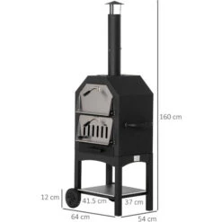 Outsunny Forno Per Pizza Barbecue A Carbonella In Acciaio Inox, 50x36x160cm -Sconto Weber || Campingaz || OUTSUNNY in Italia 18495371 3