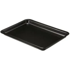 TEGLIA FORNO ANTIADERENTE RETTANGOLARE 32X37CM BORDO BASSO PER PIZZA COLORE NERO