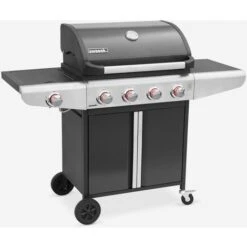 Barbecue A Gas - Modello Bazin 4 Grigio Antracite - Cucina Da Esterno 4 Bruciatori + 1 Fornello Laterale Con Ripiani E Termometro, Armadietto E Ruote -Sconto Weber || Campingaz || OUTSUNNY in Italia 20084155 3