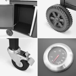 Barbecue A Gas - Modello Bazin 4 Grigio Antracite - Cucina Da Esterno 4 Bruciatori + 1 Fornello Laterale Con Ripiani E Termometro, Armadietto E Ruote -Sconto Weber || Campingaz || OUTSUNNY in Italia 20084155 5