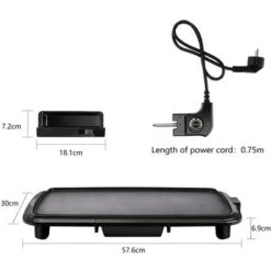 PIASTRA GRILL GRIGLIA ELETTRICA BISTECCHIERA CON SUPERFICIE LISCIA 1800W AIGOSTAR -Sconto Weber || Campingaz || OUTSUNNY in Italia 20255195 4