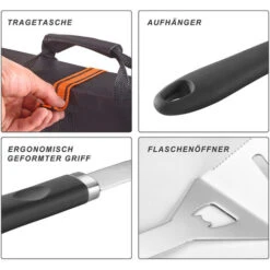Deuba Utensili Per Barbecue 5 Pezzi Acciaio Inox Borsa Di Trasporto Accessori Griglia Posate BBQ Grigliata -Sconto Weber || Campingaz || OUTSUNNY in Italia 23753949 4