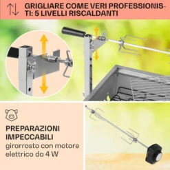 Klarstein Sauenland Mini, Griglia Con Girarrosto, 12kg Max., Acciaio Inox, 4W -Sconto Weber || Campingaz || OUTSUNNY in Italia 27421858 3