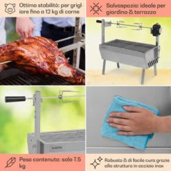 Klarstein Sauenland Mini, Griglia Con Girarrosto, 12kg Max., Acciaio Inox, 4W -Sconto Weber || Campingaz || OUTSUNNY in Italia 27421858 5