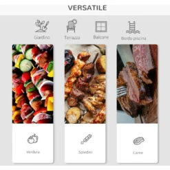 Outsunny Barbecue A Carbonella Con Coperchio E Termometro Doppia Griglia In Metallo Nero -Sconto Weber || Campingaz || OUTSUNNY in Italia 28945447 5