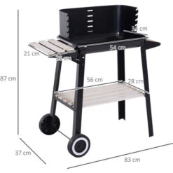 Outsunny Griglia A Carbone Barbecue Picnic Altezza Regolabile Nero 87x 45 X 83 Cm -Sconto Weber || Campingaz || OUTSUNNY in Italia 28945506 3