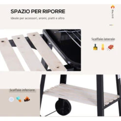 Outsunny Griglia A Carbone Barbecue Picnic Altezza Regolabile Nero 87x 45 X 83 Cm -Sconto Weber || Campingaz || OUTSUNNY in Italia 28945506 5