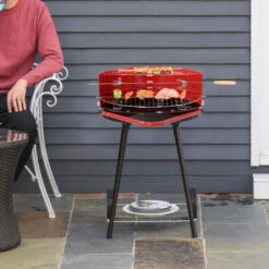 Outsunny Barbecue Grill A Carbone Altezza Regolabile Con Ruote, Nero E Rosso 67 X 51 X 82 Cm -Sconto Weber || Campingaz || OUTSUNNY in Italia 28945851 2