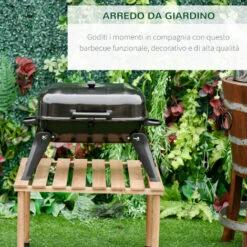Outsunny Barbecue BBQ Grill Da Tavolo A Carbonella Portatile Pieghevole, Ferro, Nero, 59x43x36 Cm -Sconto Weber || Campingaz || OUTSUNNY in Italia 28945998 4