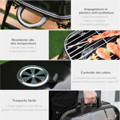 Outsunny Barbecue BBQ Grill Da Tavolo A Carbonella Portatile Pieghevole, Ferro, Nero, 59x43x36 Cm -Sconto Weber || Campingaz || OUTSUNNY in Italia 28945998 5