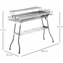 Outsunny Barbecue Acciaio Inox Gambe Pieghevoli 2 Griglie 100 X 43 X 68 Cm -Sconto Weber || Campingaz || OUTSUNNY in Italia 28947176 3