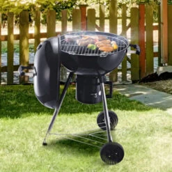 Outsunny Barbecue In Ghisa Con 2 Ruote 2 Griglie Coperchio E Termometro 50x63x94cm -Sconto Weber || Campingaz || OUTSUNNY in Italia 29447028 2