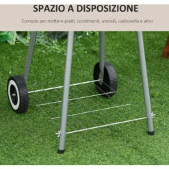 Outsunny Barbecue A Carbonella BBQ Grill Con Coperchio E Ruote 45 × 47.5 × 70cm -Sconto Weber || Campingaz || OUTSUNNY in Italia 29808856 5