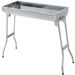 Outsunny Griglia Barbecue Portatile E Pieghevole In Acciaio Inox, 73x33x71cm
