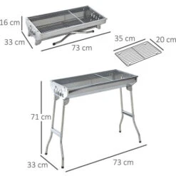 Outsunny Griglia Barbecue Portatile E Pieghevole In Acciaio Inox, 73x33x71cm -Sconto Weber || Campingaz || OUTSUNNY in Italia 29809184 3