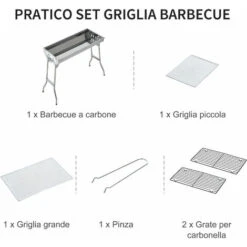 Outsunny Griglia Barbecue Portatile E Pieghevole In Acciaio Inox, 73x33x71cm -Sconto Weber || Campingaz || OUTSUNNY in Italia 29809184 5