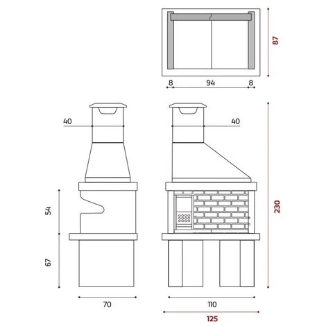 Barbecue Edilmark HAPPY - Cappa E Fuoco A Destra 4 Barbecue Edilmark HAPPY - Cappa E Fuoco A Destra - immagine 2
