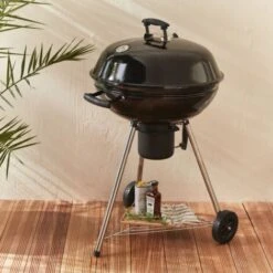 Barbecue A Carbonella Ø57cm - Georges Smaltato Nero - Barbecue Con Aeratori, Smaltato, Affumicatore Raccogli Cenere