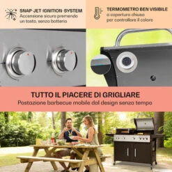 Klarstein Kingsville XL - Griglia Combinata, Gas, Forno Da Pizza, 20,5 KW, 5+1 Bruciatori -Sconto Weber || Campingaz || OUTSUNNY in Italia 34686573 4