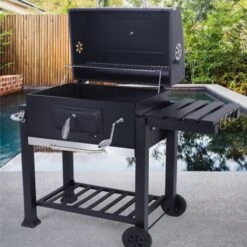BARBECUE A CARBONELLA CARBONE BBQ GRILL DA GIARDINO CON RIPIANO REGOLABILE, 115x66x106 CM