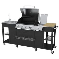 VIDAXL Barbecue Da Cucina Per Esterni Montana 4 Fornelli -Sconto Weber || Campingaz || OUTSUNNY in Italia 35374015 3