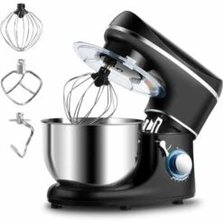 GOPLUS Impastatrice Planetaria Con 3 Fruste,1300 W,10 Velocità Variabile,5,5L, Acciaio Inossidabile, Resistente E Multifunzionale, Con Ciotola E Coperchio, Robot Da Cucina Professionale (Nero)