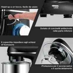 GOPLUS Impastatrice Planetaria Con 3 Fruste,1300 W,10 Velocità Variabile,5,5L, Acciaio Inossidabile, Resistente E Multifunzionale, Con Ciotola E Coperchio, Robot Da Cucina Professionale (Nero) -Sconto Weber || Campingaz || OUTSUNNY in Italia 43314819 5