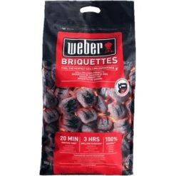 Bricchetti Di Carbone Weber Da Sacco 8Kg Per Barbecue Combustione 3 Ore