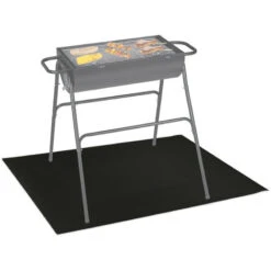 Relaxdays Tappeto Per Barbecue, Protezione Pavimento, Tappetino 90x120 Cm, Griglia A Gas O Carbone, Balcone, Nero