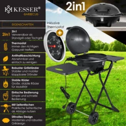 KESSER® Barbecue Elettrico 2in1 Barbecue Da Tavolo - Barbecue Con Coperchio E Piedistallo 2400 Watt Max Pieghevole Termometro Rivestimento Antiaderente Piastra Della Griglia Ripiani Di Appoggio -Sconto Weber || Campingaz || OUTSUNNY in Italia 51985399 3