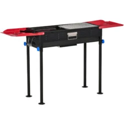 Outsunny Barbecue A Carbone Portatile Altezza Regolabile Con Griglia E Teglia 120x31x60-70cm