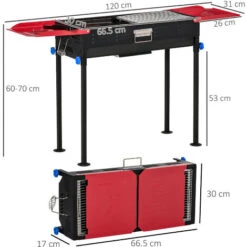 Outsunny Barbecue A Carbone Portatile Altezza Regolabile Con Griglia E Teglia 120x31x60-70cm -Sconto Weber || Campingaz || OUTSUNNY in Italia 53540825 3