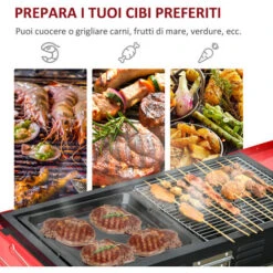 Outsunny Barbecue A Carbone Portatile Altezza Regolabile Con Griglia E Teglia 120x31x60-70cm -Sconto Weber || Campingaz || OUTSUNNY in Italia 53540825 5