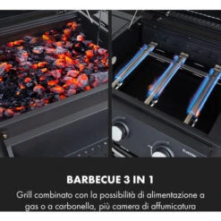 Klarstein Kingsville Smoker, Griglia Combinata, Affumicatore, Gas, Carbonella, 3+1 Bruciatori, 13,5 KW -Sconto Weber || Campingaz || OUTSUNNY in Italia 53627489 3
