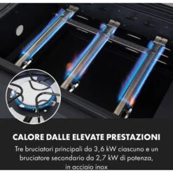 Klarstein Kingsville Smoker, Griglia Combinata, Affumicatore, Gas, Carbonella, 3+1 Bruciatori, 13,5 KW -Sconto Weber || Campingaz || OUTSUNNY in Italia 53627489 5