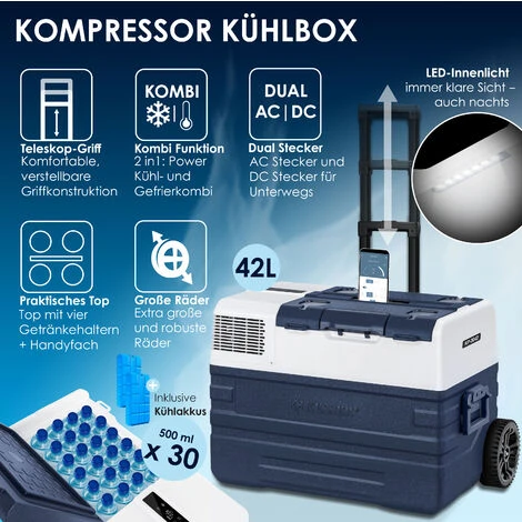 KESSER® Compressore Box Congelatore Elettrico Congelatore, Con Controllo APP Connessione USB 12/24 V 230V, +Telescopico Ruote Frigorifero Raffreddamento A -20 ° C Per Auto, Camion, Barca, Camper, Camp 4 KESSER® Compressore Box Congelatore Elettrico Congelatore, Con Controllo APP Connessione USB 12/24 V 230V, +Telescopico Ruote Frigorifero Raffreddamento A -20 ° C Per Auto, Camion, Barca, Camper, Camp - immagine 2