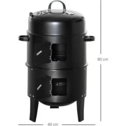 Outsunny Barbecue A Carbone 3 In 1 Con Coperchio, Termometro E 3 Livelli Indipendenti, In Acciaio Nero -Sconto Weber || Campingaz || OUTSUNNY in Italia 54558151 3