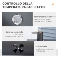 Outsunny Barbecue A Carbone 3 In 1 Con Ripiani Laterali E Inferiore, 124x66x112cm, Nera -Sconto Weber || Campingaz || OUTSUNNY in Italia 55054591 5