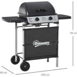 Outsunny Barbecue A Gas Con Coperchio, Bruciatori Da 5.6kW, BBQ E Ruote, 104x49x99cm -Sconto Weber || Campingaz || OUTSUNNY in Italia 55292259 3