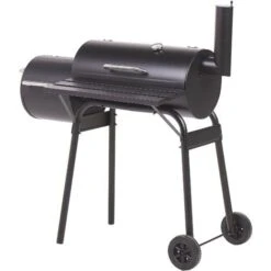 Barbecue A Carbonella Con Coperchio Rotelle E Affumicatore Termometro Nero Katla