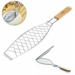 GRIGLIA GRATICOLA BISTECCHIERA CROMATA PER PESCE 700 X 140mm PER BARBECUE