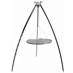 Barbecue Treppiede Da 200 Cm Con Griglia In Acciaio Naturale Da 50 Cm