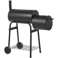 Barbecue A Carbonella Con Coperchio Rotelle E Affumicatore Termometro Nero Satah -Sconto Weber || Campingaz || OUTSUNNY in Italia 58571668 5